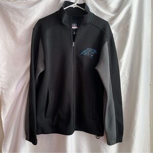 Men NFL Carolina Panthers Black Textured full Zip-Up Jacket with fleece inside M